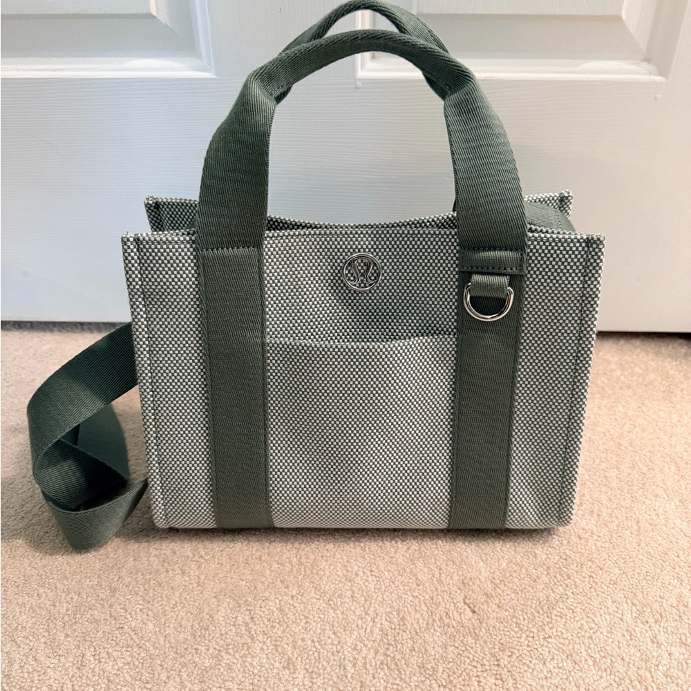 Lululemon Green Canvas Tote Bag with Shoulder Strap